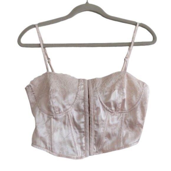 L.A. HEARTS Satin Floral Lace Up Corset Bustier Top Romantic Fairy Y2K Babydoll - Picture 1 of 14